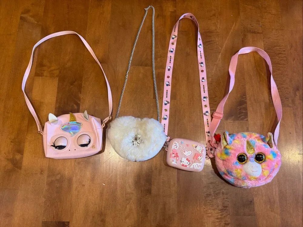 Girls Purse Lot 4 Hello Kitty TY Unicorn Children’s Place Purse Pets